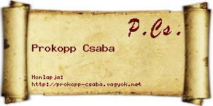 Prokopp Csaba névjegykártya