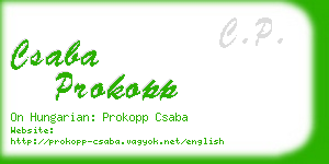 csaba prokopp business card
